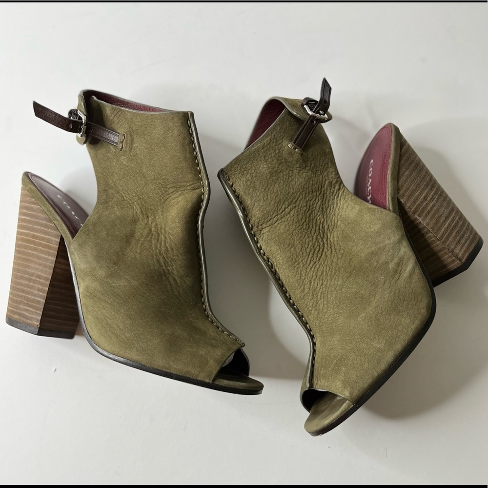 Coach Olive Green Suede Sandals